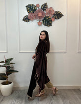 Hand embroidered partywear velvet suit set